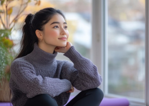 たそがれる女性